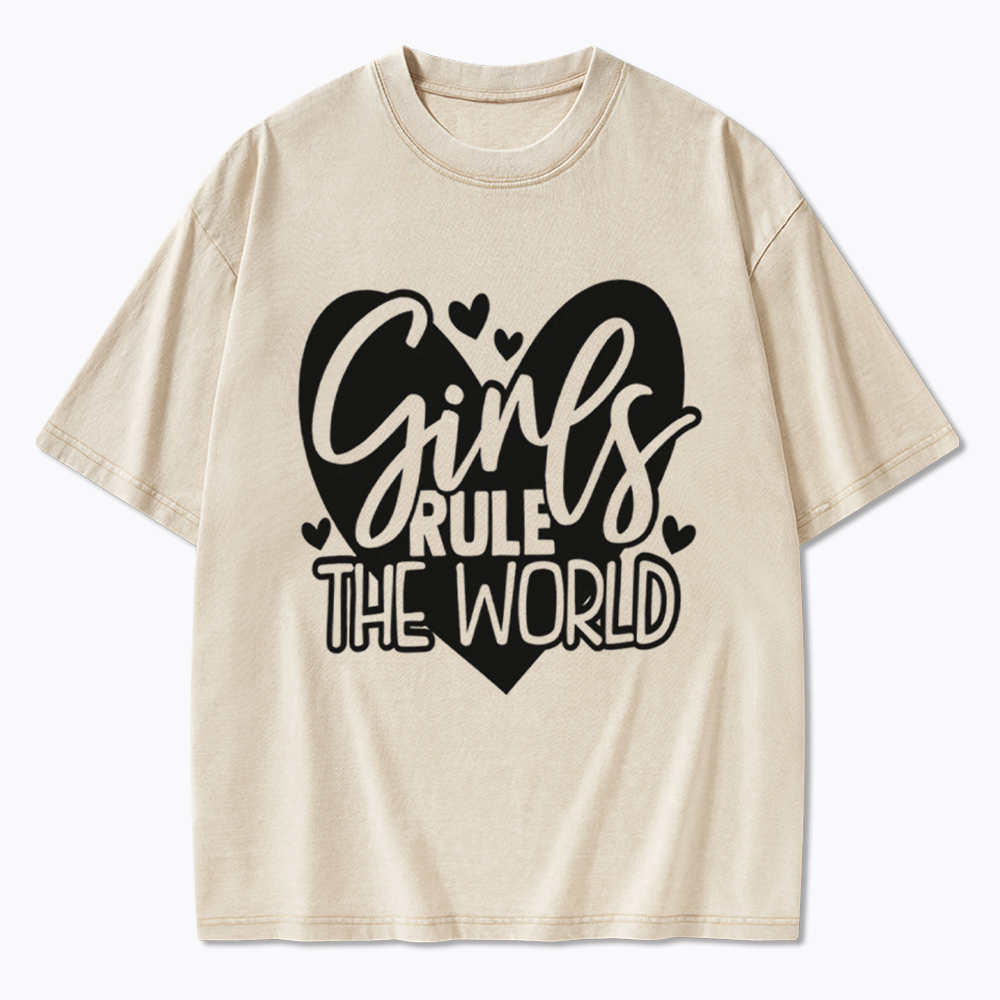 Girls Rule The World Washed T-Shirt