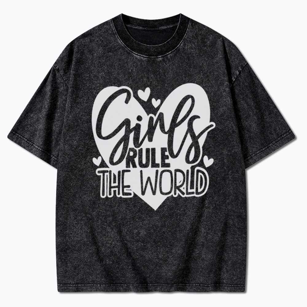 Girls Rule The World Washed T-Shirt