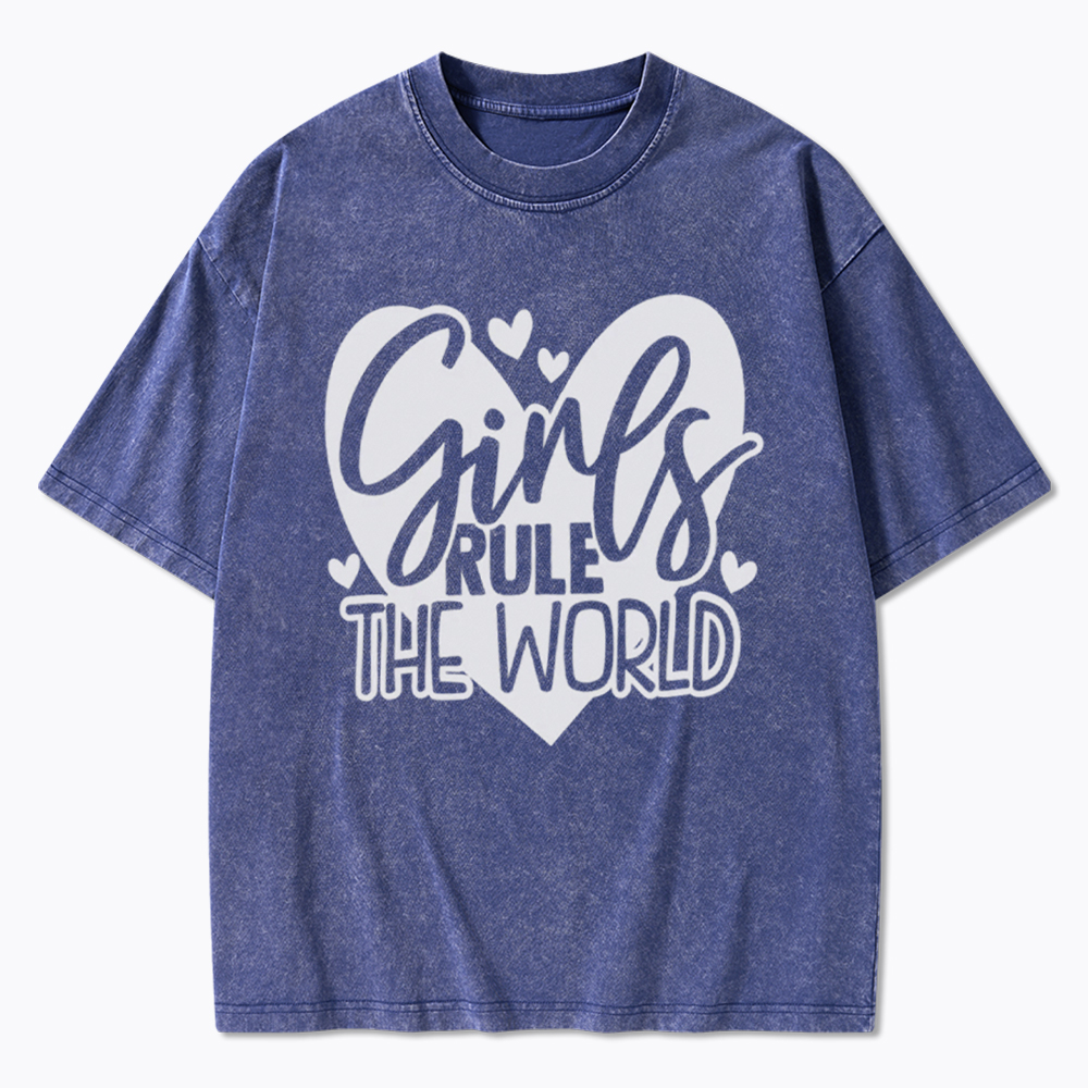 Girls Rule The World Washed T-Shirt