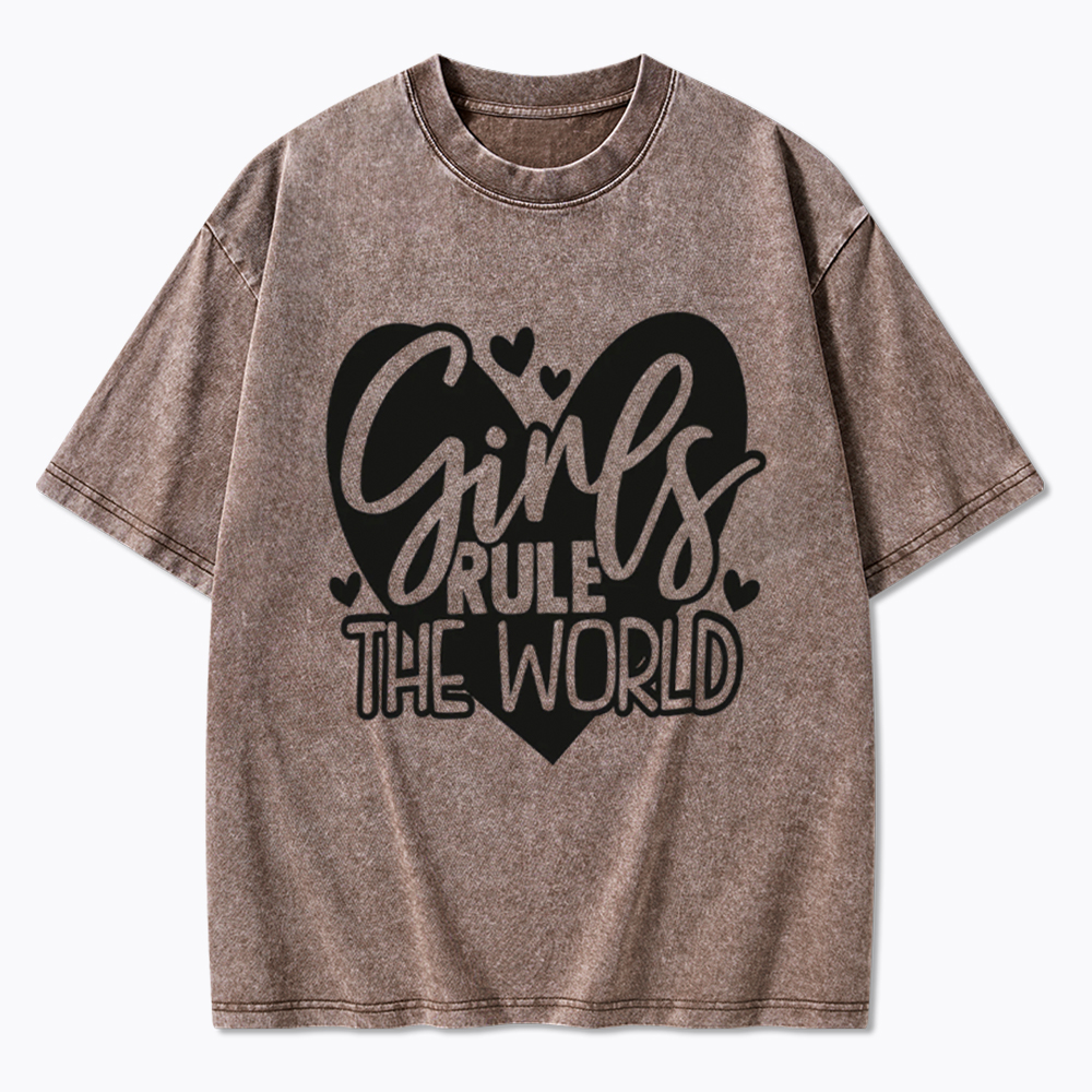 Girls Rule The World Washed T-Shirt