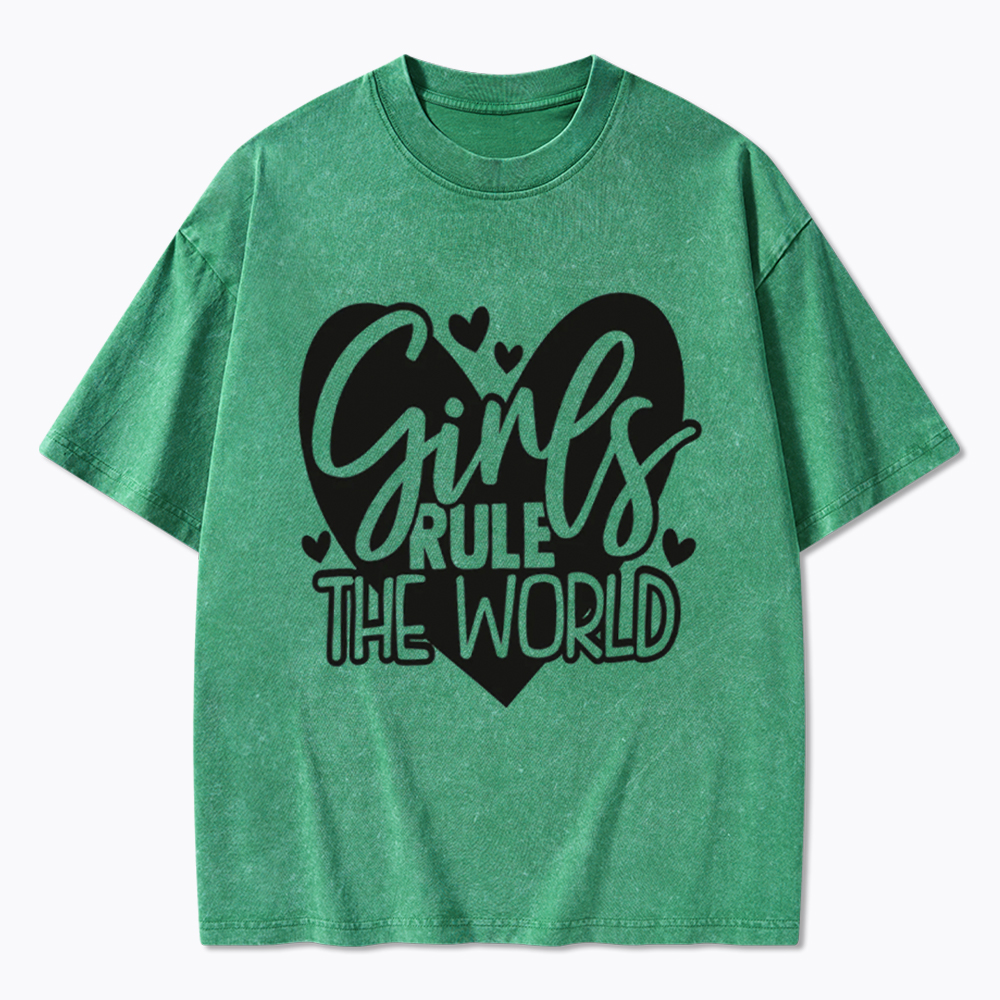 Girls Rule The World Washed T-Shirt