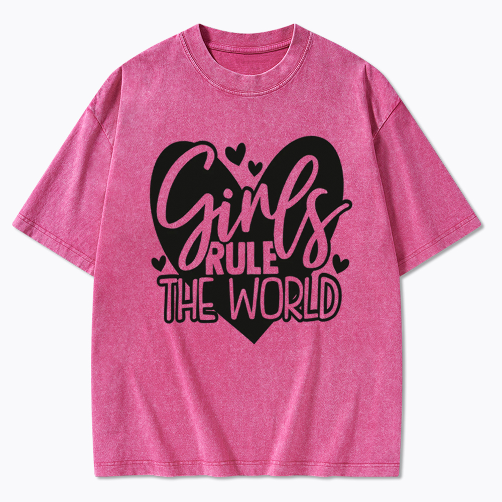 Girls Rule The World Washed T-Shirt