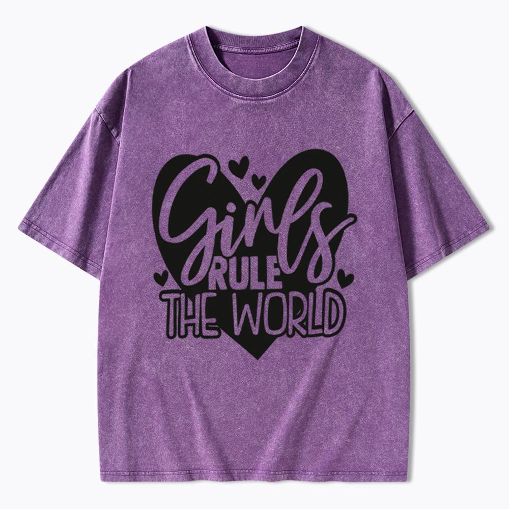 Girls Rule The World Washed T-Shirt