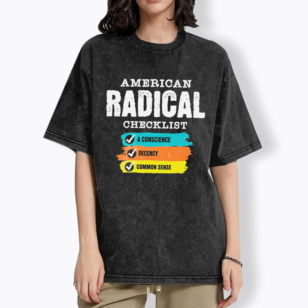 American Radical Checklist Washed T-Shirt