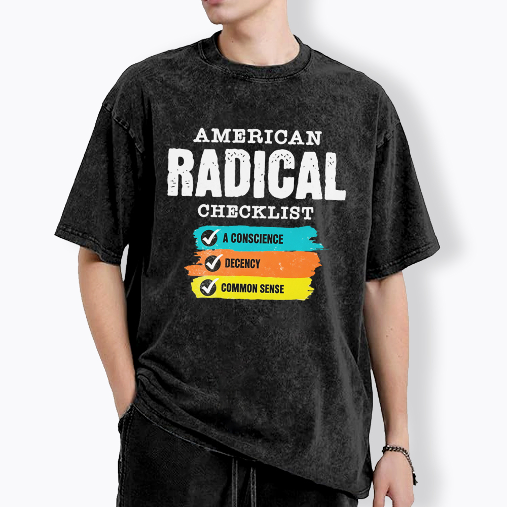 American Radical Checklist Washed T-Shirt