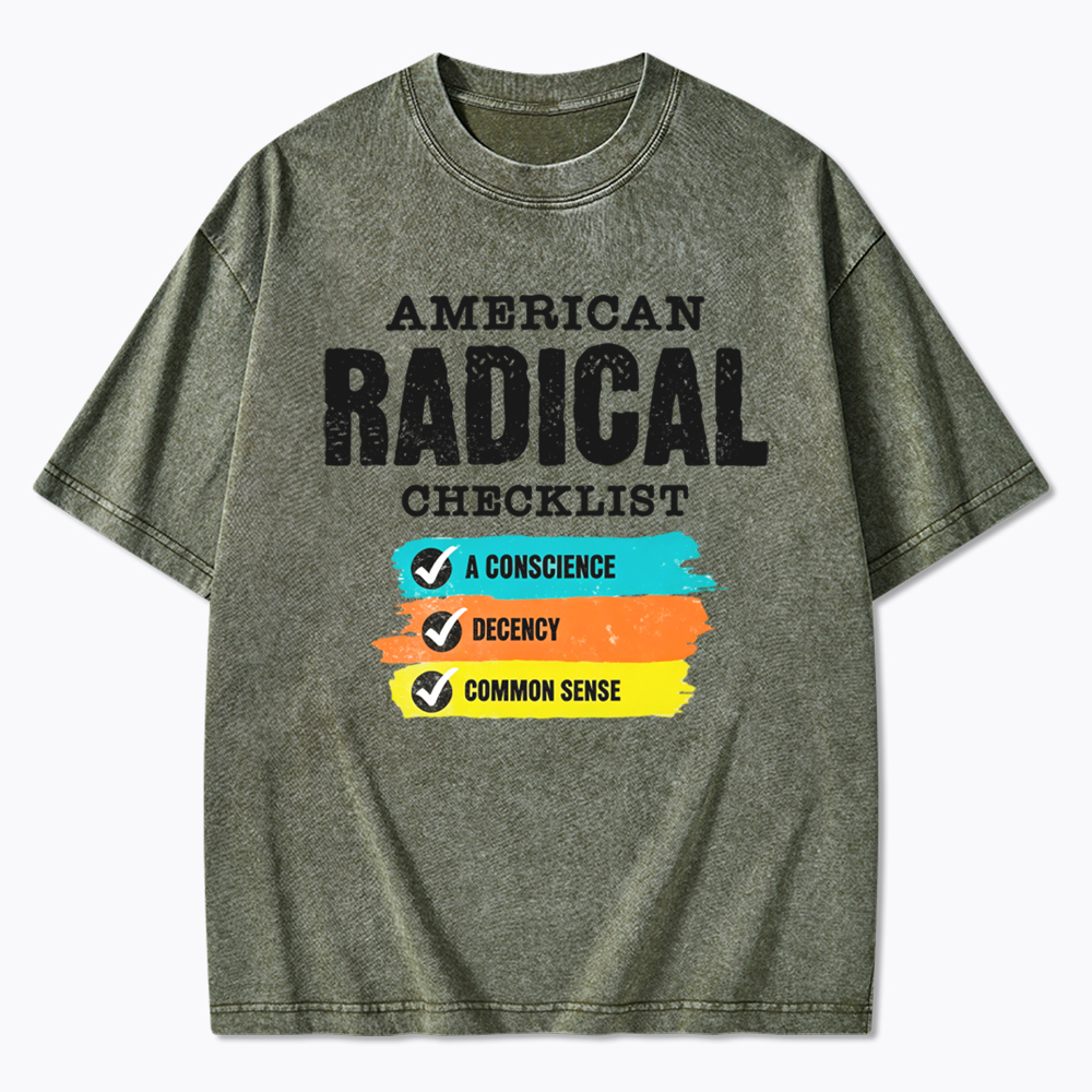 American Radical Checklist Washed T-Shirt