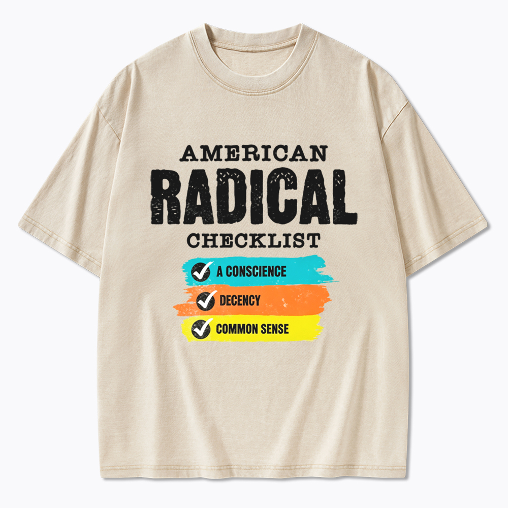 American Radical Checklist Washed T-Shirt