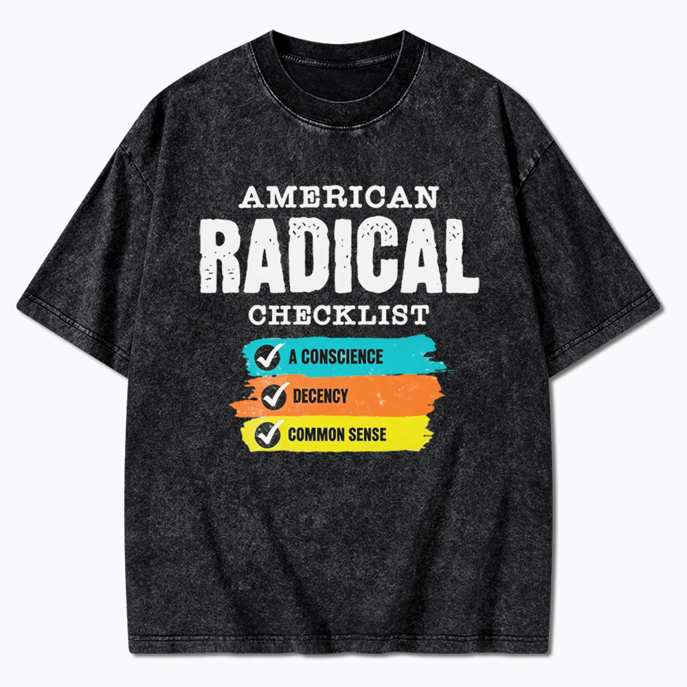 American Radical Checklist Washed T-Shirt