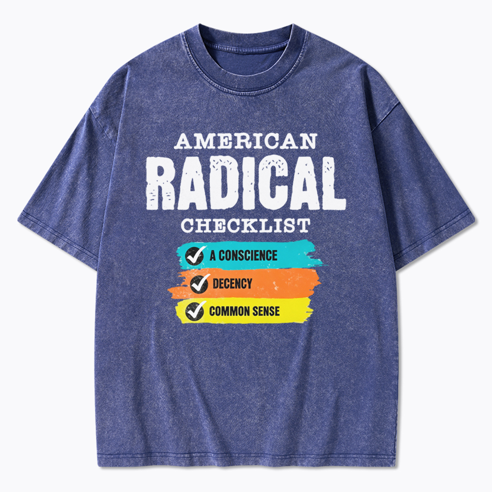 American Radical Checklist Washed T-Shirt