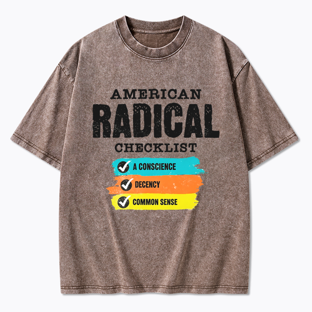 American Radical Checklist Washed T-Shirt