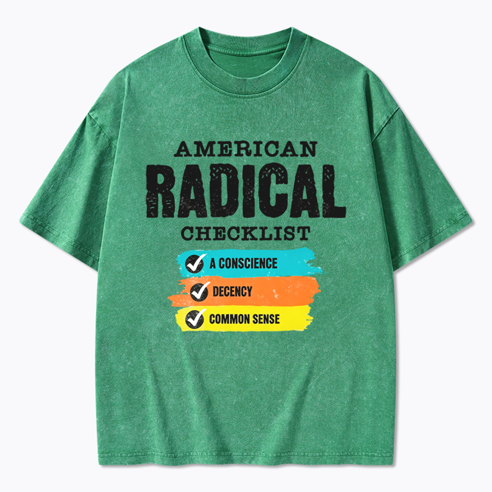 American Radical Checklist Washed T-Shirt