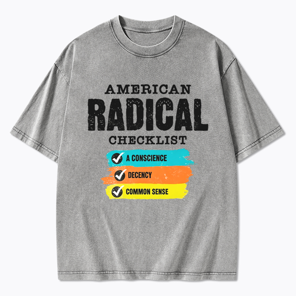 American Radical Checklist Washed T-Shirt