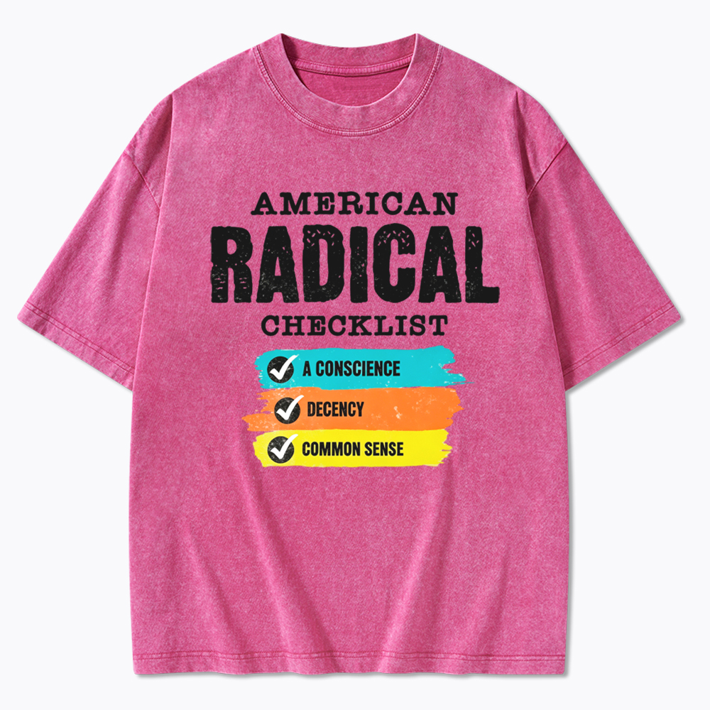 American Radical Checklist Washed T-Shirt