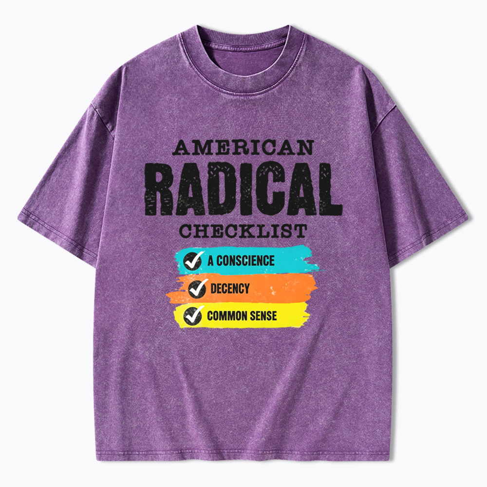 American Radical Checklist Washed T-Shirt