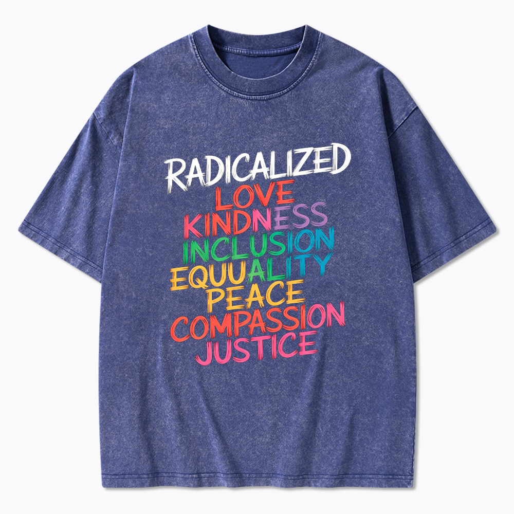 Groovy Radicalized By Basic Decency Feminist LGBT Pride Washed T-Shirt