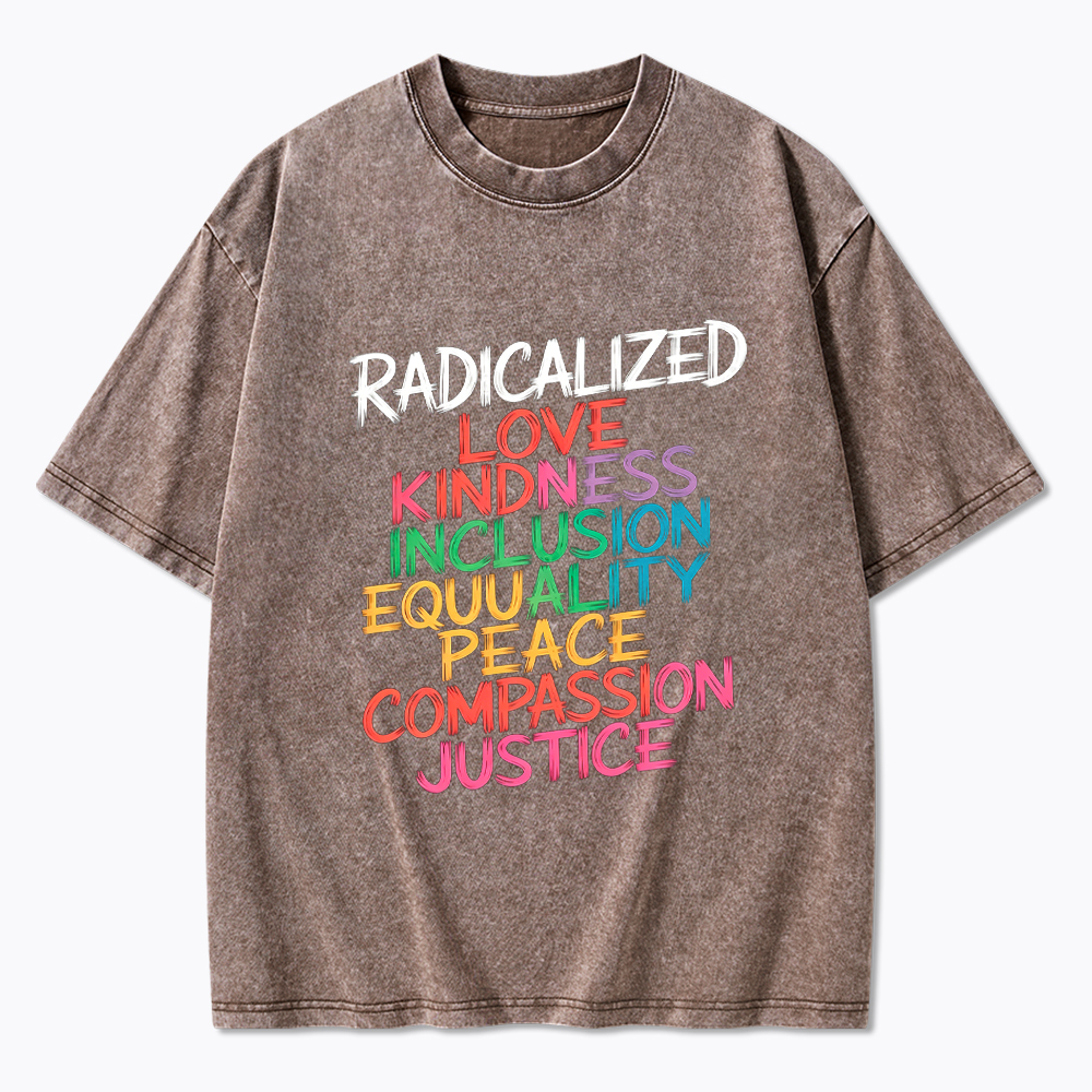 Groovy Radicalized By Basic Decency Feminist LGBT Pride Washed T-Shirt