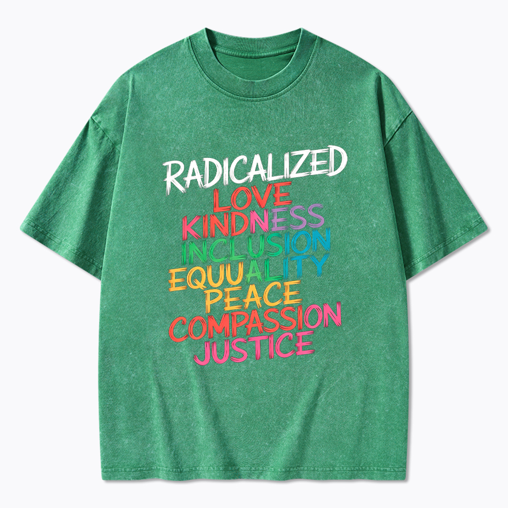 Groovy Radicalized By Basic Decency Feminist LGBT Pride Washed T-Shirt