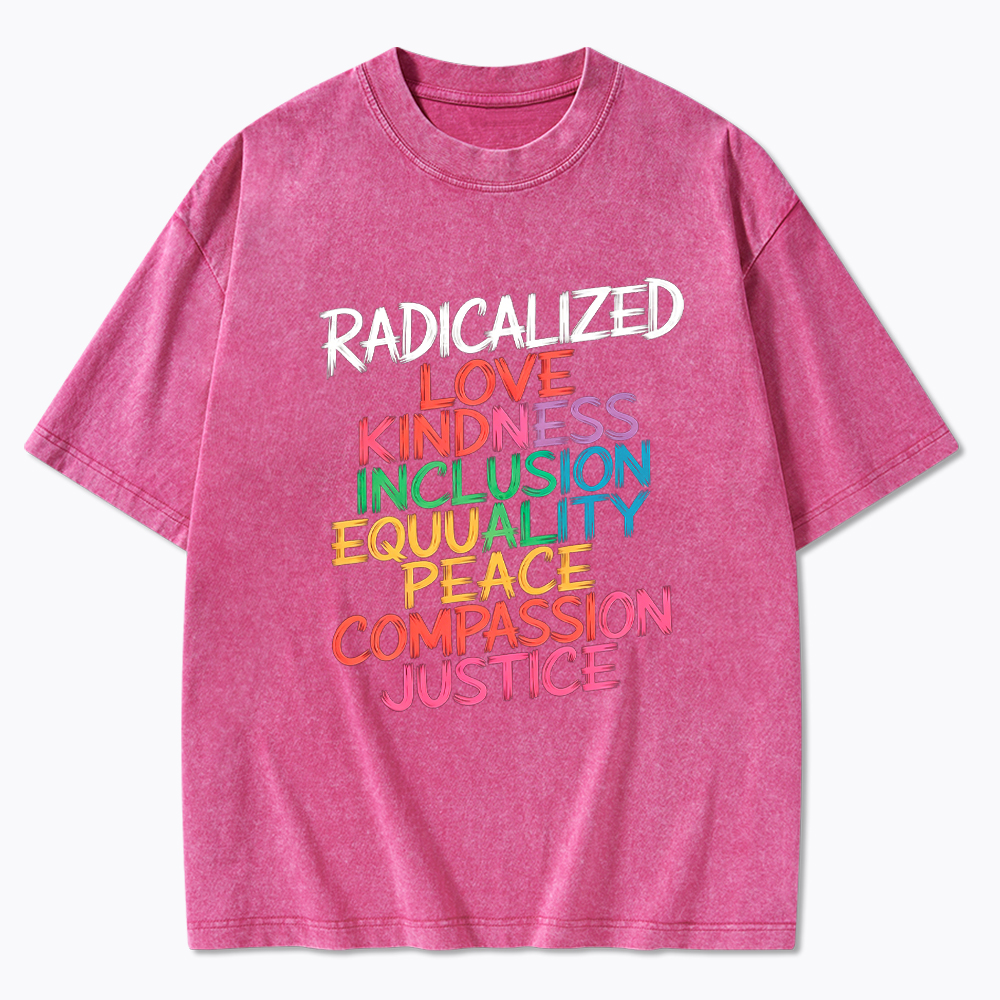 Groovy Radicalized By Basic Decency Feminist LGBT Pride Washed T-Shirt