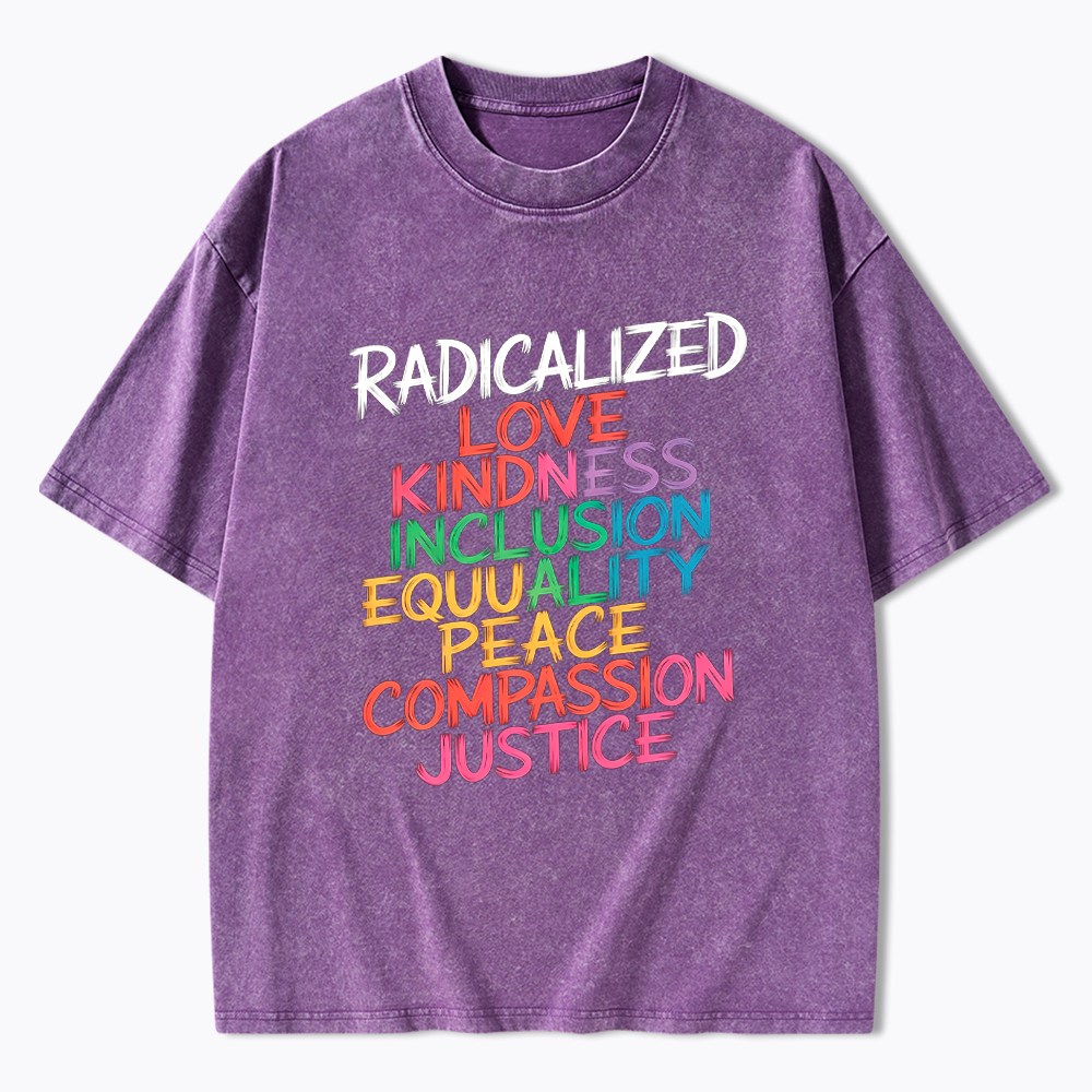 Groovy Radicalized By Basic Decency Feminist LGBT Pride Washed T-Shirt