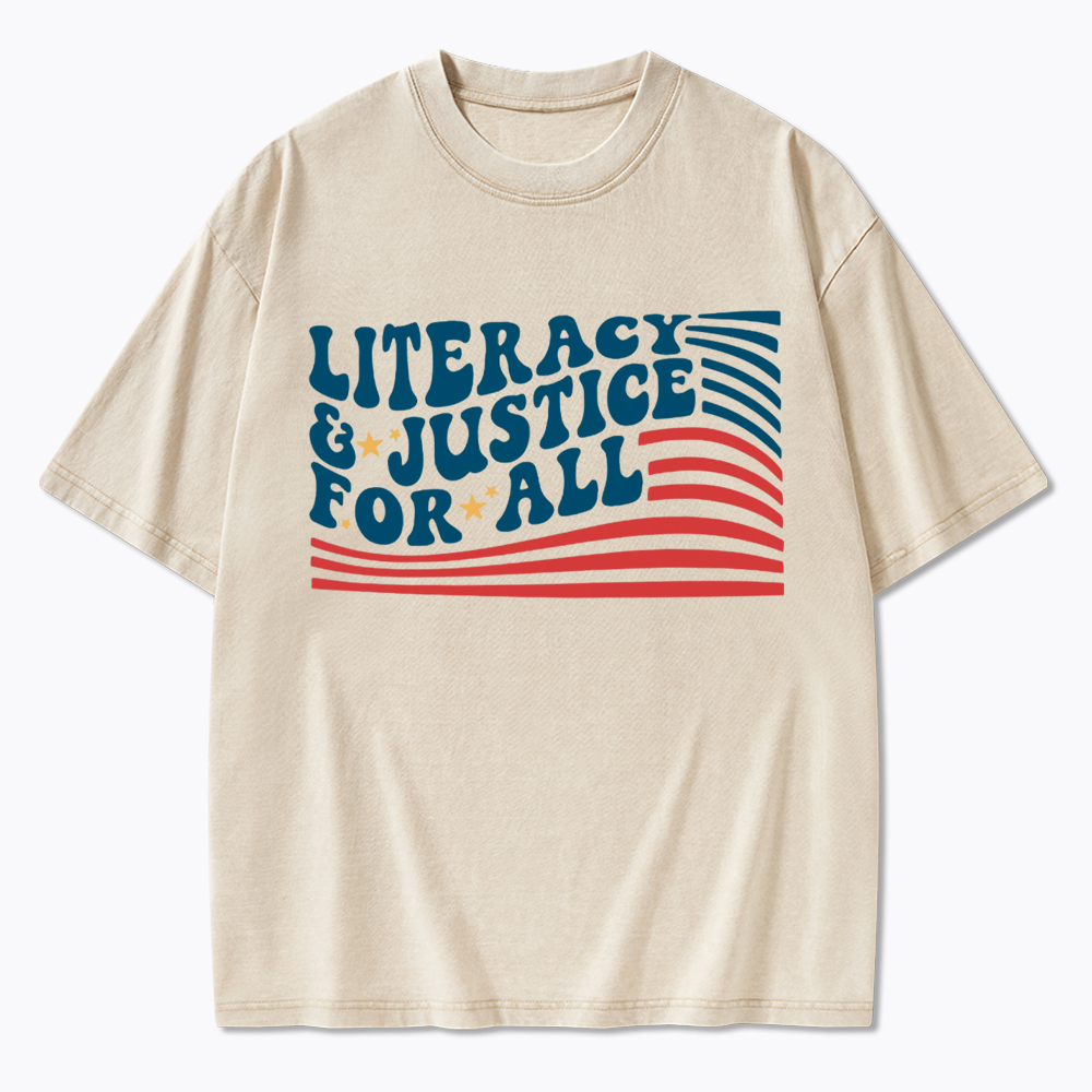 Literacy And Justice For All Washed T-Shirt