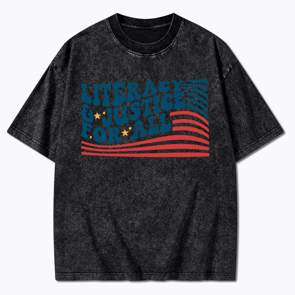 Literacy And Justice For All Washed T-Shirt