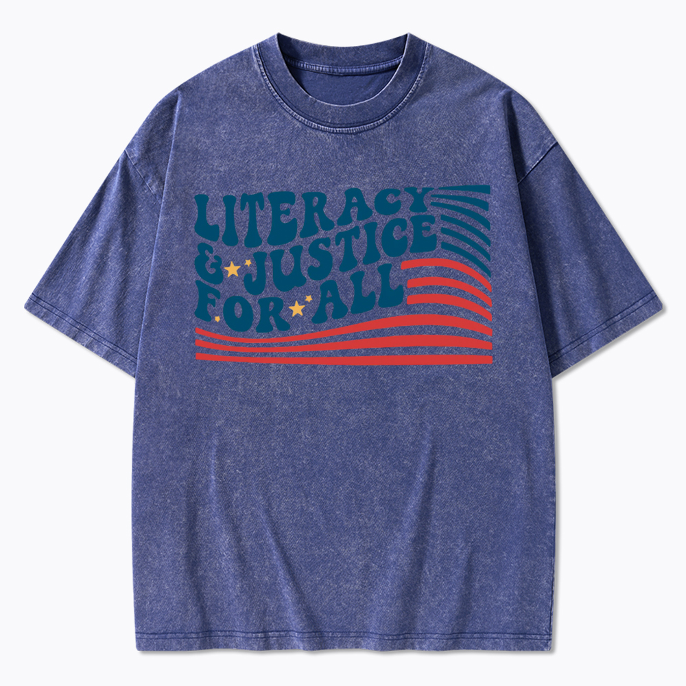 Literacy And Justice For All Washed T-Shirt