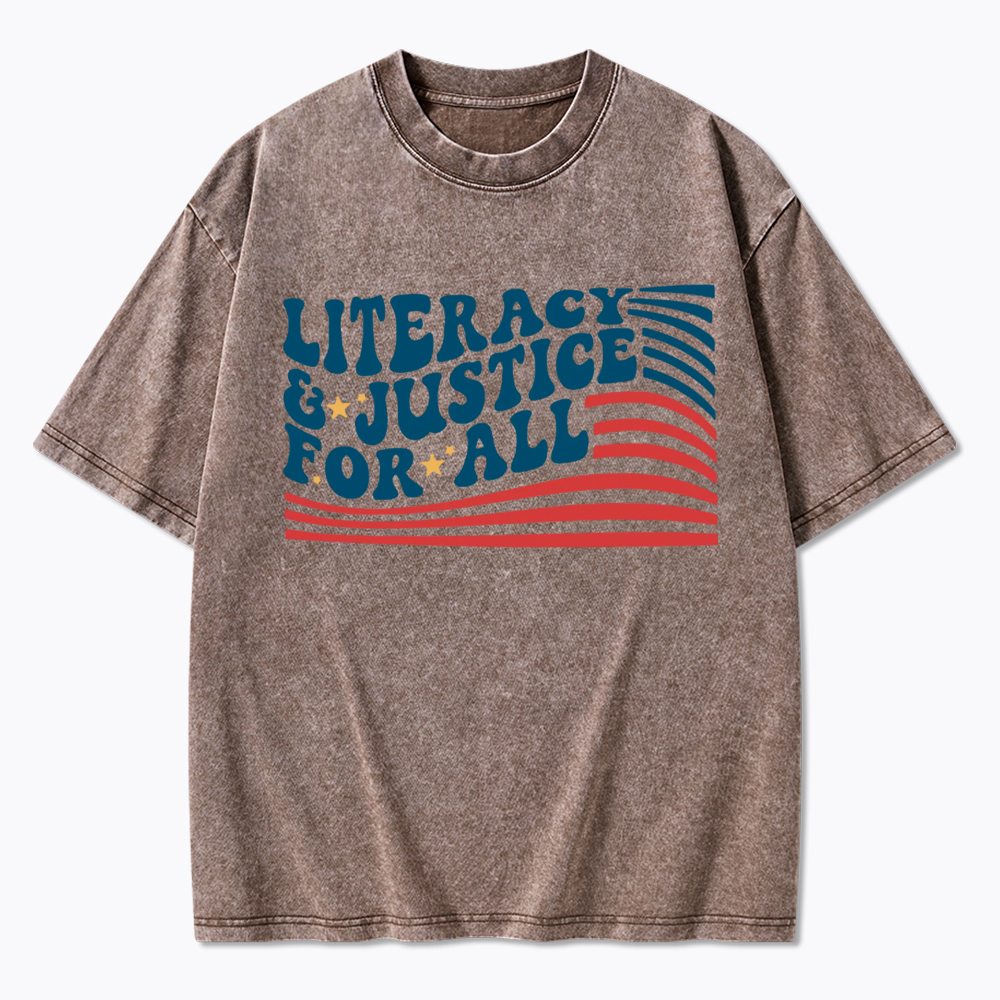 Literacy And Justice For All Washed T-Shirt