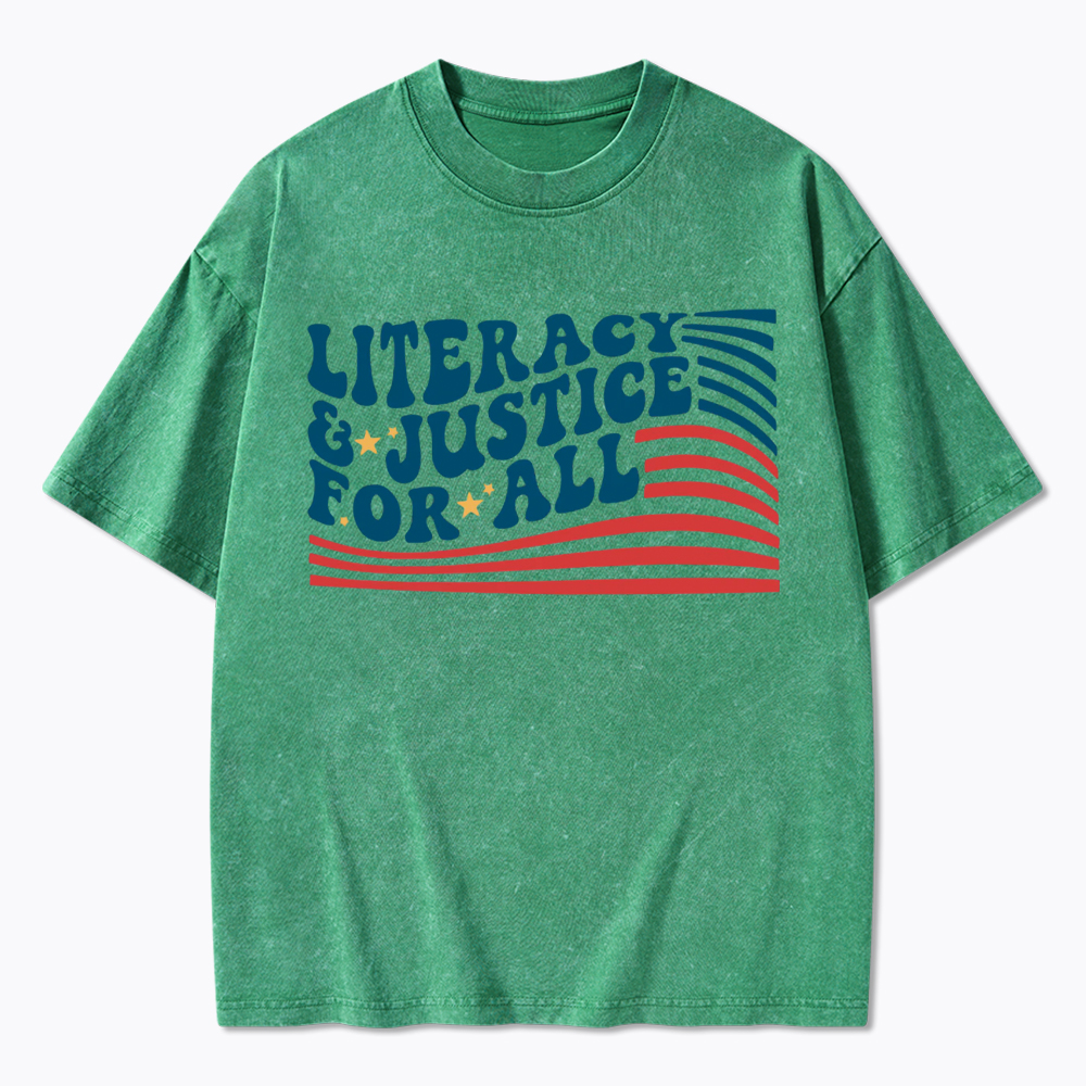Literacy And Justice For All Washed T-Shirt