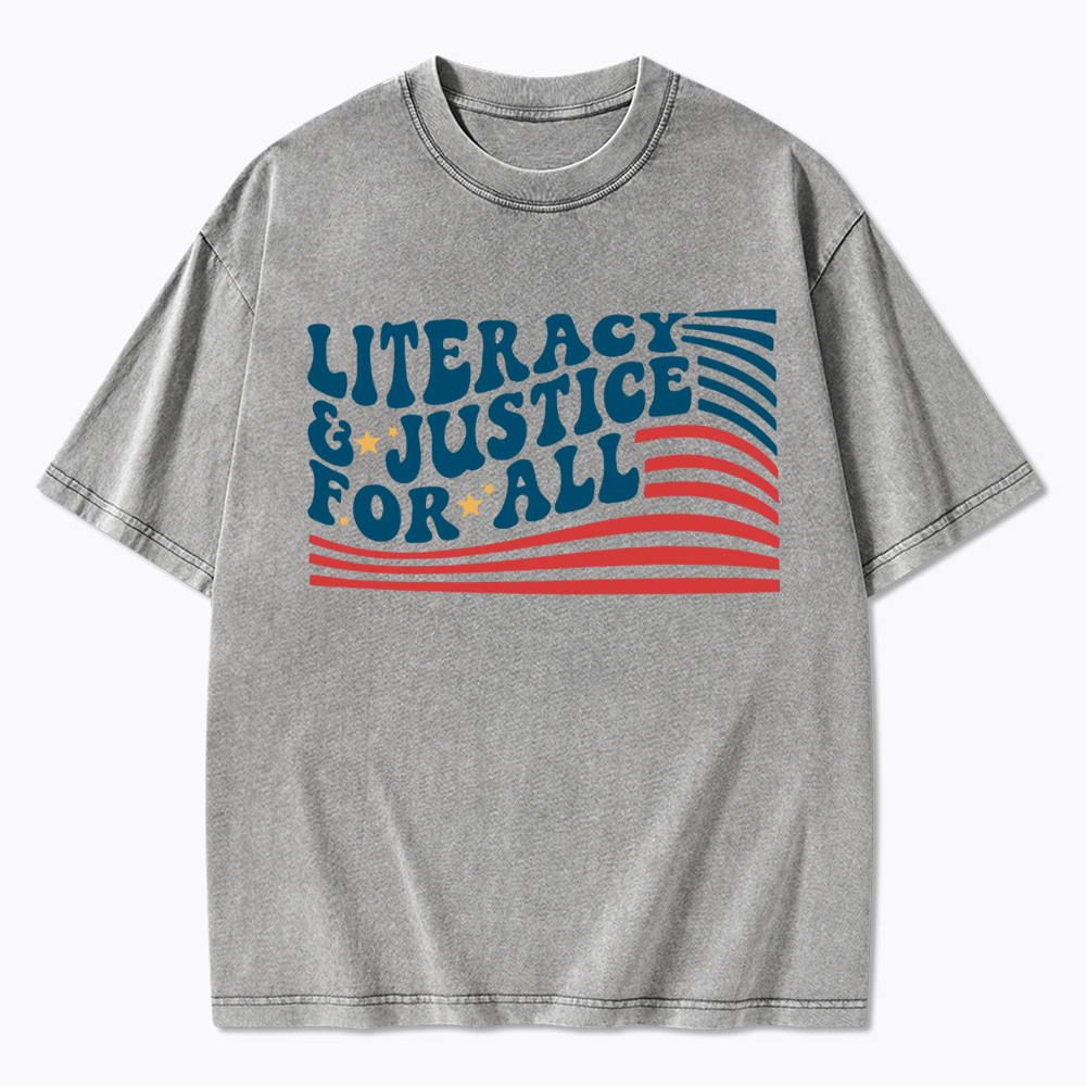 Literacy And Justice For All Washed T-Shirt