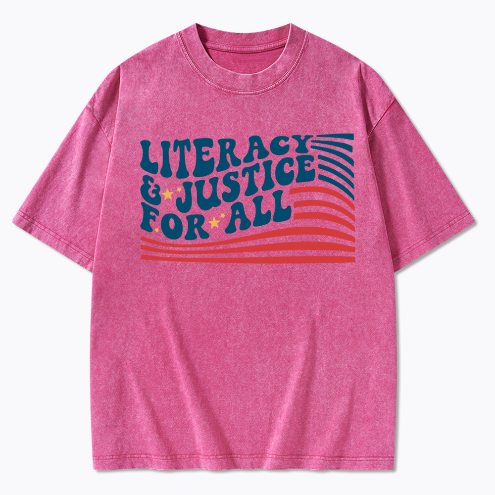 Literacy And Justice For All Washed T-Shirt