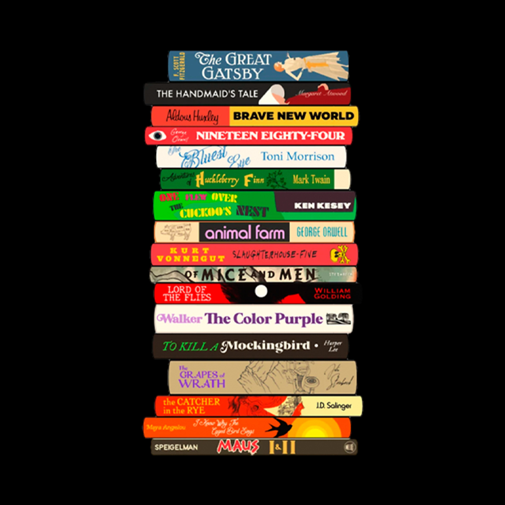 Banned Books Stack Washed T-Shirt