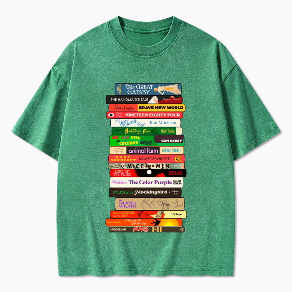 Banned Books Stack Washed T-Shirt