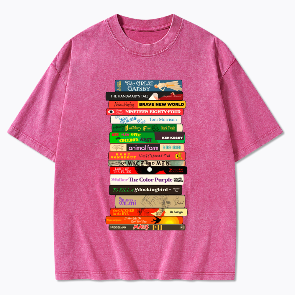 Banned Books Stack Washed T-Shirt