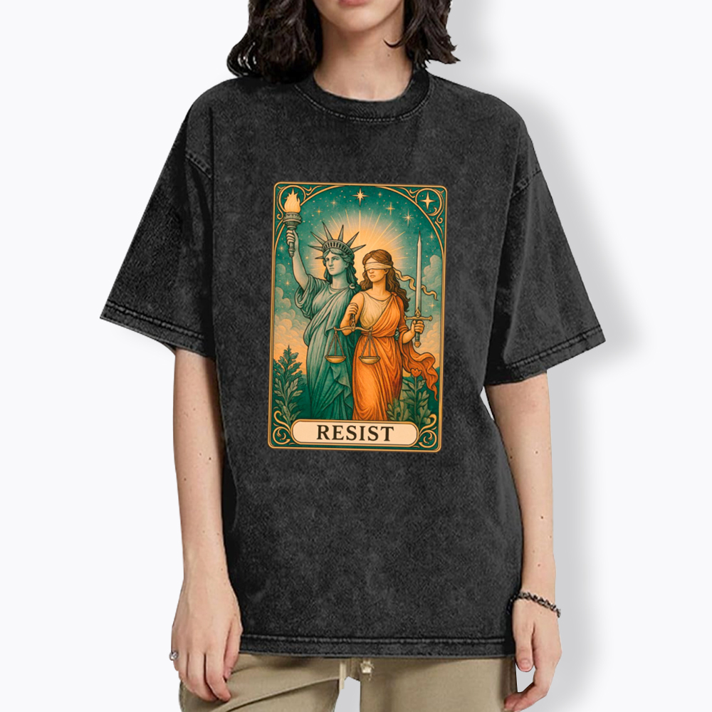 Resist Tarot Lady Justice & Liberty Washed T-Shirt