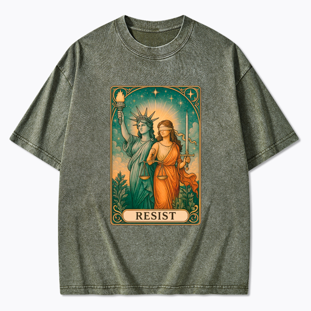 Resist Tarot Lady Justice & Liberty Washed T-Shirt