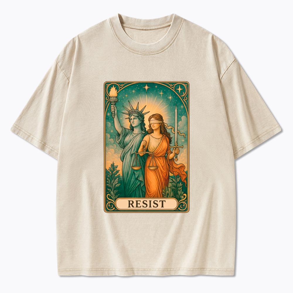 Resist Tarot Lady Justice & Liberty Washed T-Shirt