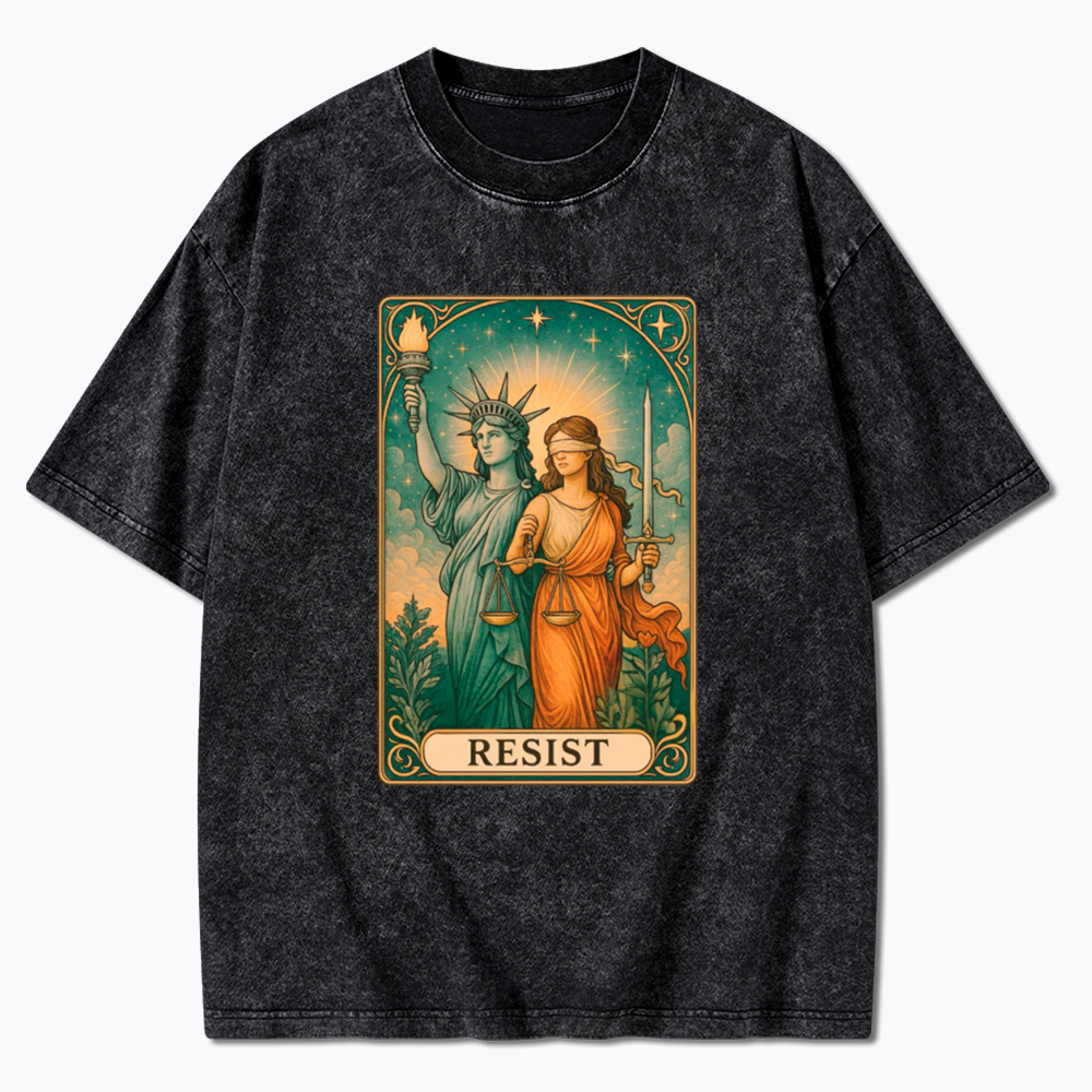 Resist Tarot Lady Justice & Liberty Washed T-Shirt