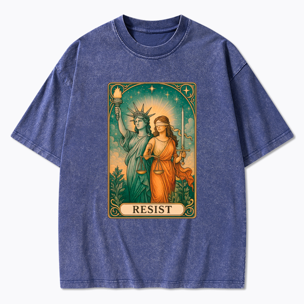 Resist Tarot Lady Justice & Liberty Washed T-Shirt
