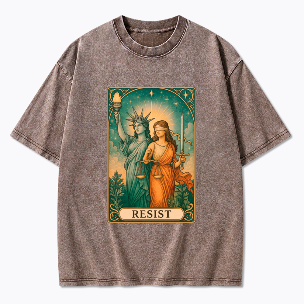 Resist Tarot Lady Justice & Liberty Washed T-Shirt