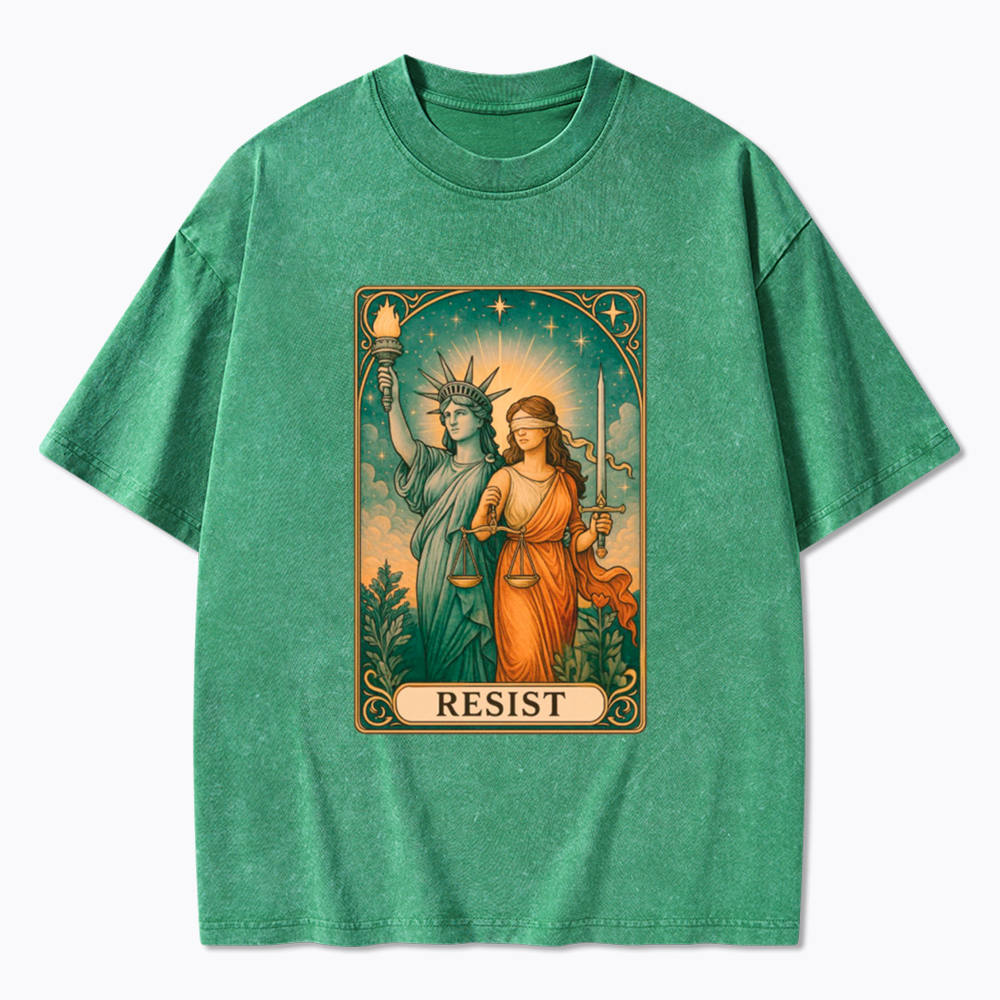 Resist Tarot Lady Justice & Liberty Washed T-Shirt