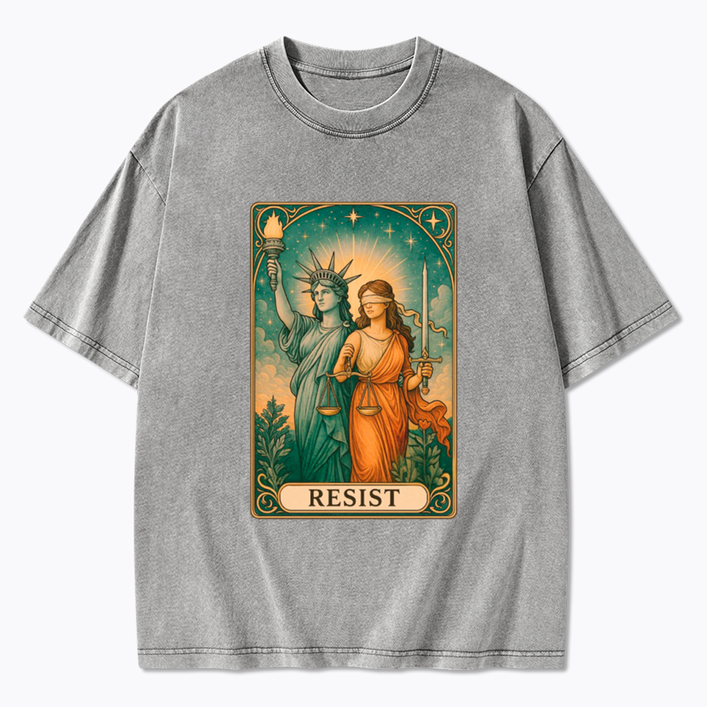 Resist Tarot Lady Justice & Liberty Washed T-Shirt
