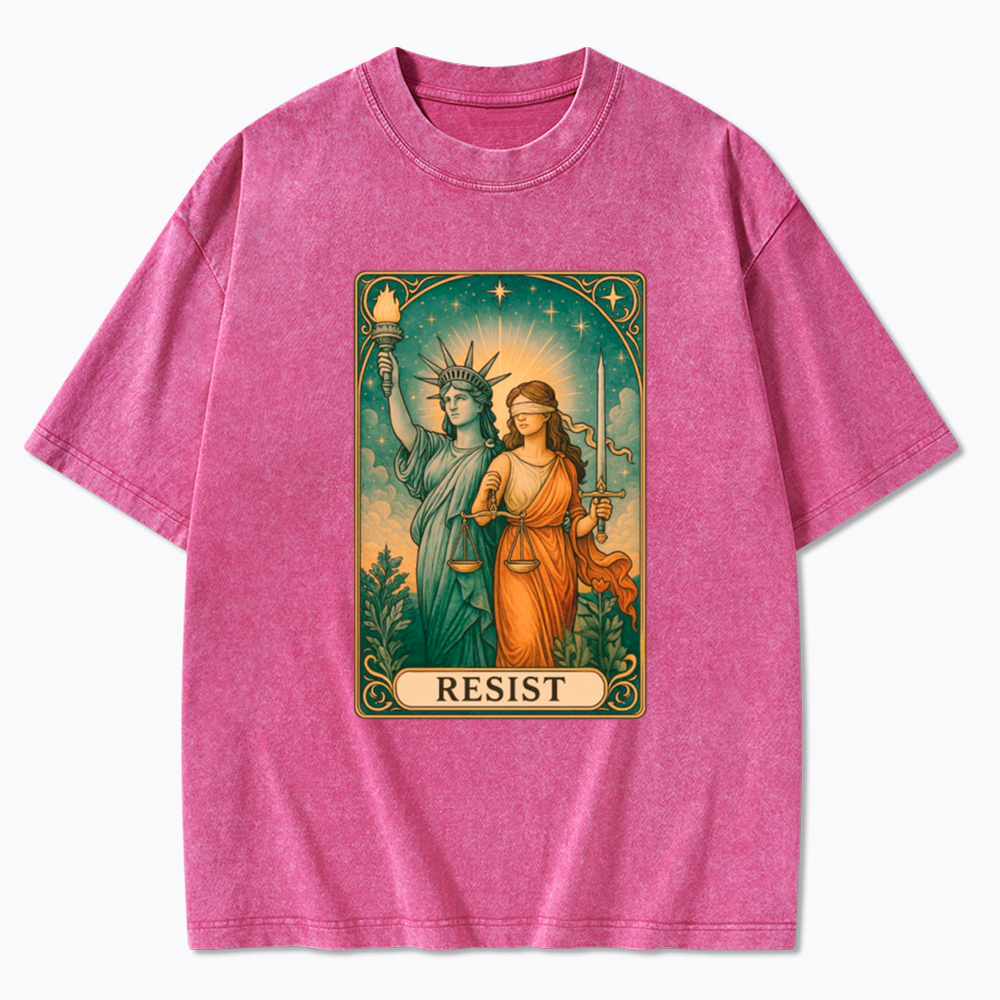 Resist Tarot Lady Justice & Liberty Washed T-Shirt