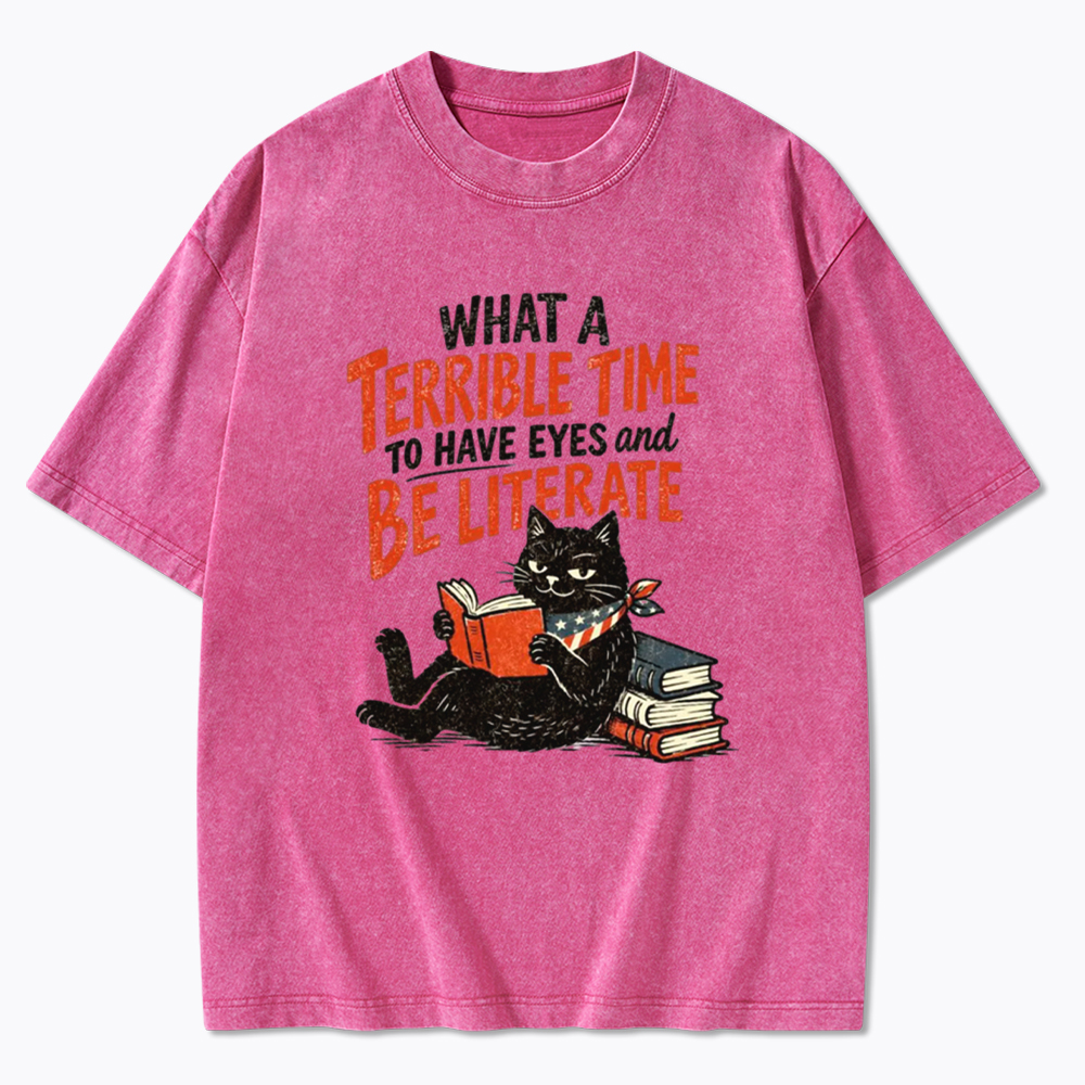What A Terrible Time To Have Eyes And Be Literate Washed T-Shirt