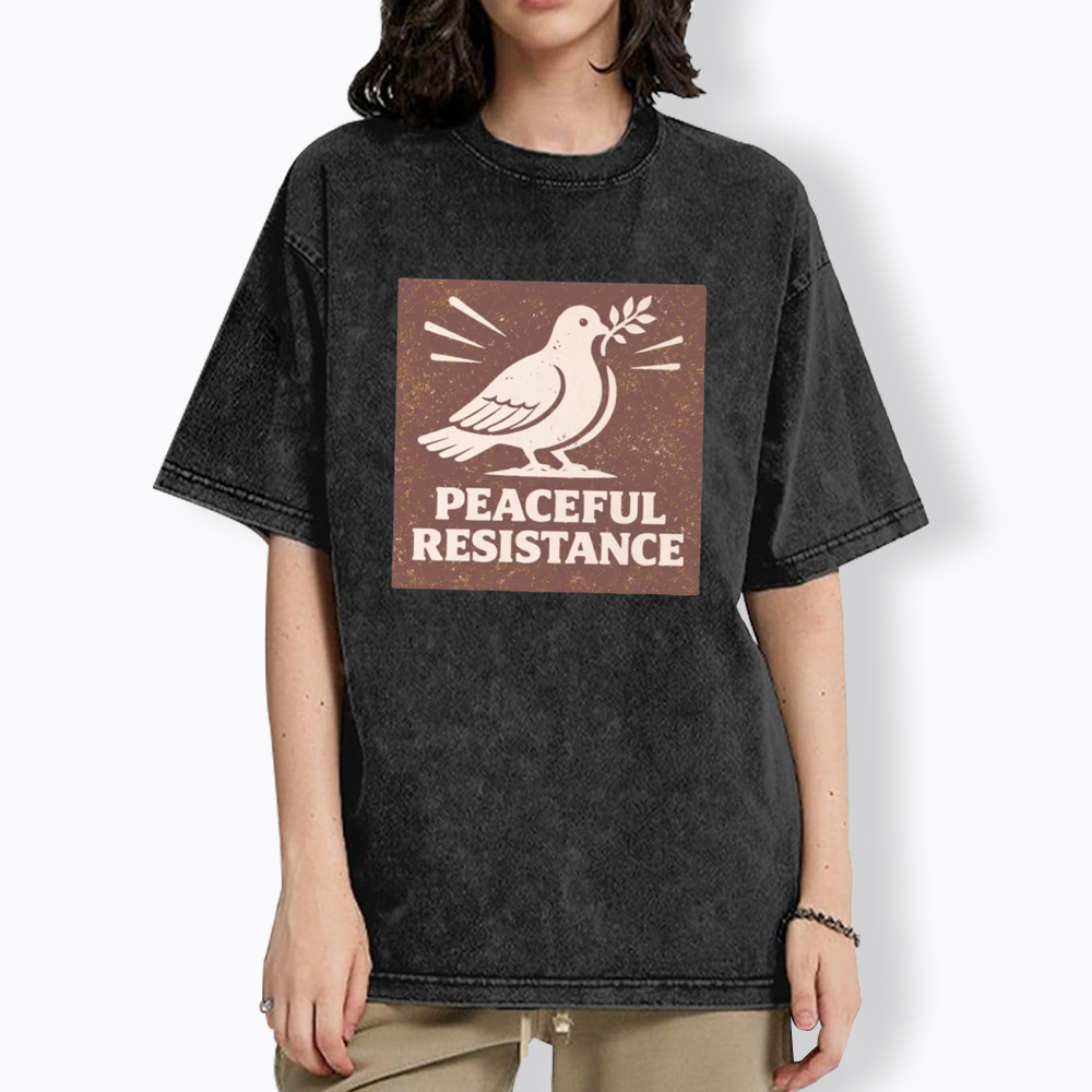 Peaceful Resistance Dove Protest  Washed T-Shirt