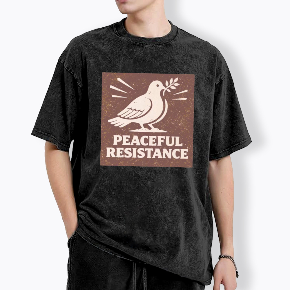 Peaceful Resistance Dove Protest  Washed T-Shirt