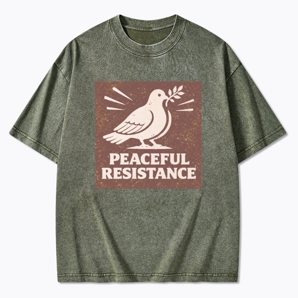 Peaceful Resistance Dove Protest  Washed T-Shirt