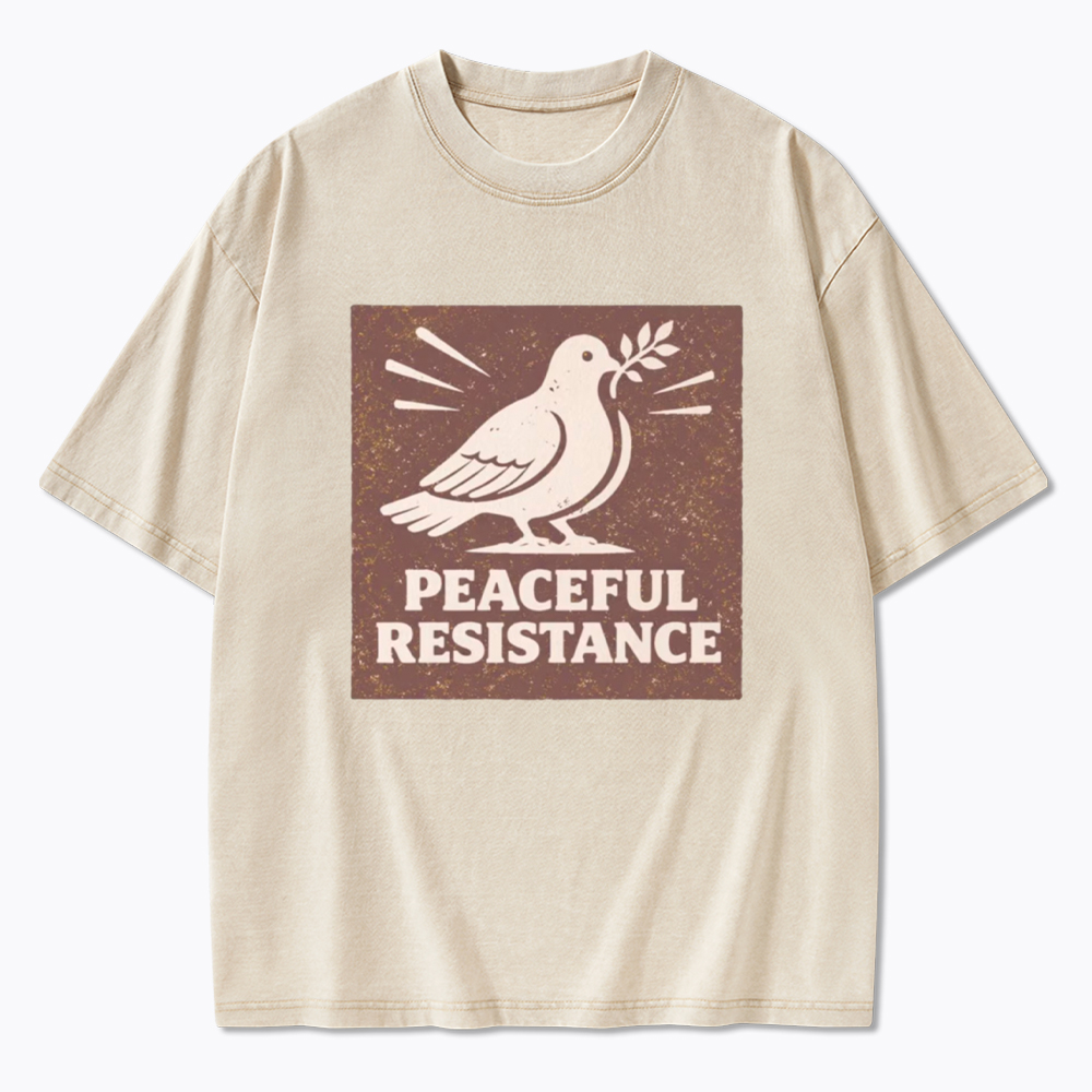 Peaceful Resistance Dove Protest  Washed T-Shirt