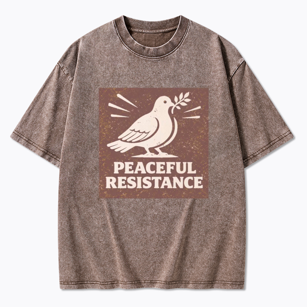 Peaceful Resistance Dove Protest  Washed T-Shirt