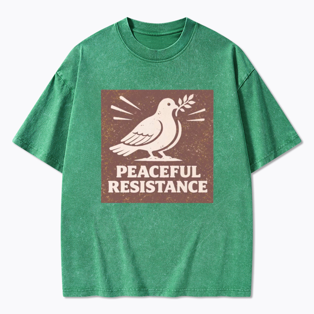 Peaceful Resistance Dove Protest  Washed T-Shirt