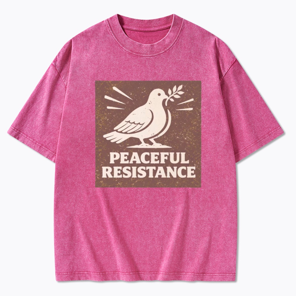 Peaceful Resistance Dove Protest  Washed T-Shirt